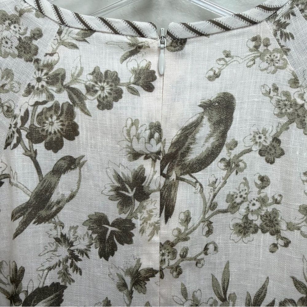 Zimmermann Linen Day Midi Dress Puff Sleeve Pockets Olive Green Toile Floral 6 - Picture 8 of 13